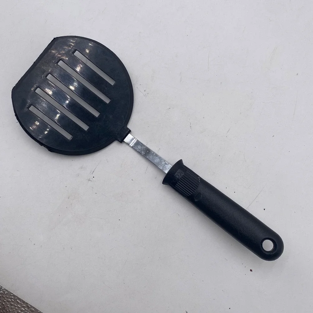 EKCO Black Nylon Slotted Turner Spatula Stainless Steel Handle 11.5